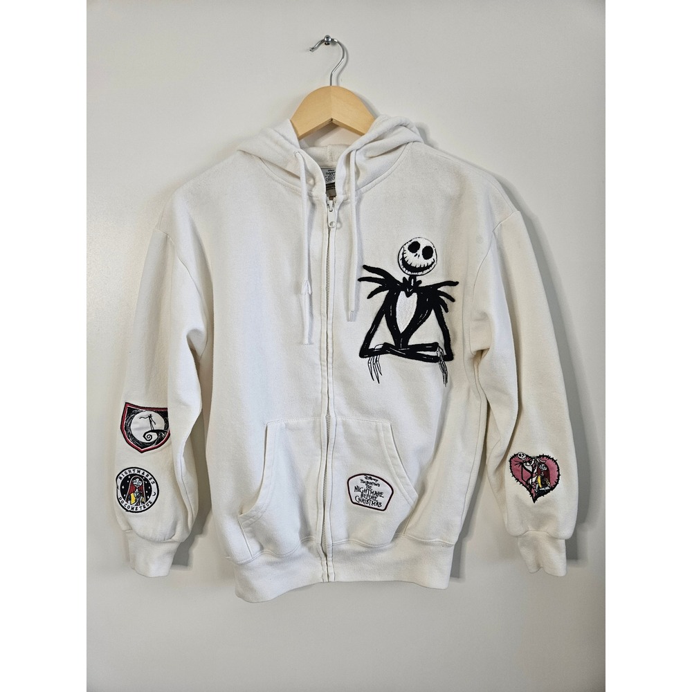 Jack Skellington Hoodie Nightmare Before Christmas Embroidered Patches Zip‎ XS